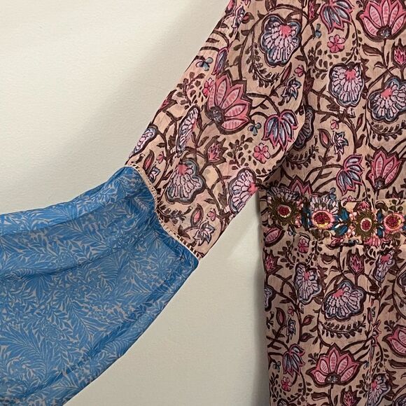 Soft Surroundings Pergola Floral Boho Embroidered Sheer Tunic Top M - Picture 2 of 6